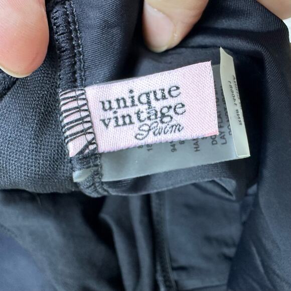 Unique Vintage Black Halter One Piece Swimsuit - Picture 7 of 13